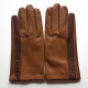 Leather gloves of lamb biscuit and tobacco "AKI".