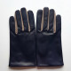 Gants en cuir d'agneau prune et mastic "TWIN H".