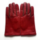 Gants en cuir d'agneau rouge h et havane "TWIN H".