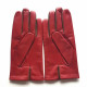 Gants en cuir d'agneau rouge h et havane "TWIN H".