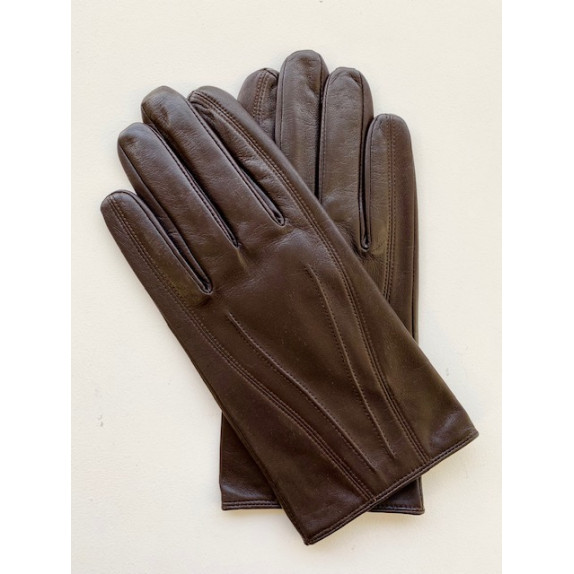 Gants en cuir d'agneau marron "STEEVE".