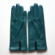 Leather gloves of lamb green, black and amethyst "MYOSOTIS"