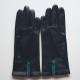 Gants en cuir d'agneau noir, améthyste et vert "AMOUR".