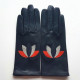 Leather gloves of lamb navy, orange and grey "ROTASU"