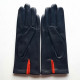 Leather gloves of lamb navy, orange and grey "ROTASU"