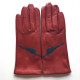 Leather gloves of lamb red h and navy "Kuraudo"