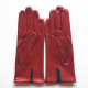 Leather gloves of lamb red h and navy "Kuraudo"