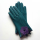 Leather gloves of lamb green, amethyst and black "CISTE".