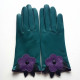 Leather gloves of lamb green, amethyst and black "CISTE".