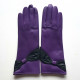 Leather gloves of lamb améthyst and black "GINA".