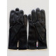 Gants en cuir d'agneau noir et fils blanc "PIERRE".