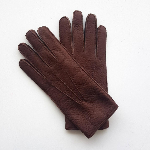 Gants en cuir de pécari vison "PAUL".