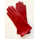Leather gloves of lamb red lining cashmere "COLINE"