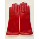 Leather gloves of lamb red lining cashmere "COLINE"