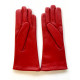 Gants en cuir d'agneau rouge doublés cachemire "COLINE".