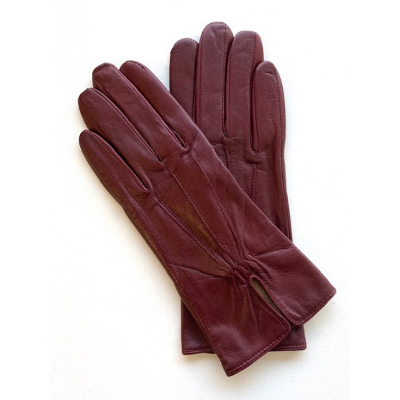 Leather gloves of lamb burgundy "JULIE".