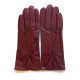 Gants en cuir d'agneau bordeaux "JULIE".