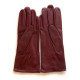 Gants en cuir d'agneau bordeaux "JULIE".