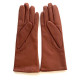 Gants en cuir d'agneau cognac doublés cachemire "COLINE".