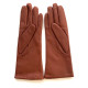 Leather gloves of lamb cognac lining cashmere "COLINE"