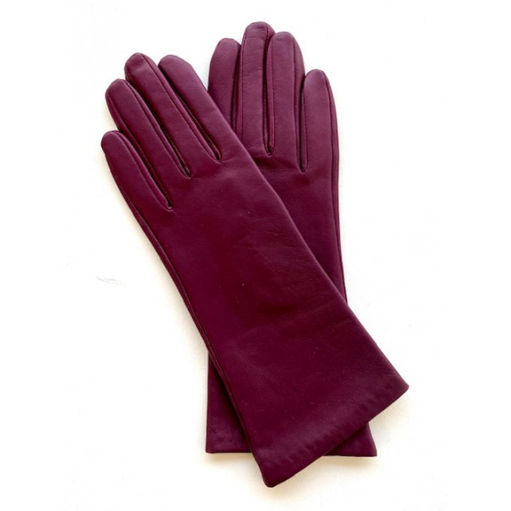 Gants en cuir d'agneau cassis "COLINE".