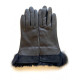 Gants en cuir d'agneau et fourrure lapin chocolat "STEPPE"