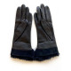 Gants en cuir d'agneau et fourrure lapin chocolat "STEPPE"