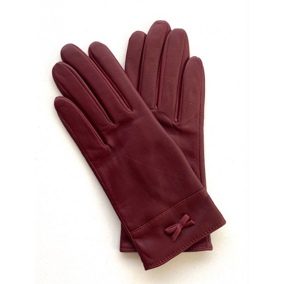 Gants en cuir d'agneau bordeaux "ANEMONE".