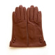 Gants en cuir d'agneau cognac "CLEMENTINE".