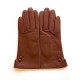 Gants en cuir d'agneau cognac "CLEMENTINE".