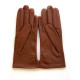 Gants en cuir d'agneau cognac "CLEMENTINE".