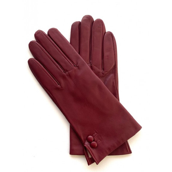 Gants en cuir d'agneau bordeaux "CLEMENTINE".