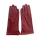 Gants en cuir d'agneau bordeaux "CLEMENTINE".