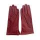 Leather gloves of lamb red and burgundy"CLEMENTINE"