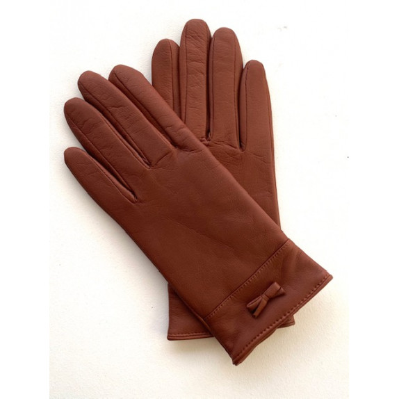 Leather gloves of lamb cognac "ANEMONE"