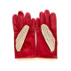 Leather gloves of lamb and cotton hook red and beige "AUGUSTIN"