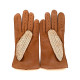 Gants en cuir de pécari et crochet coton cork, écru "GASPARD"