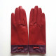 Leather gloves of lamb red and blackcurrant "ANEMONE"