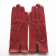 Gants en cuir d'agneau rouge et cassis "ANEMONE".