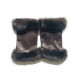 Leather mittens of lamb and mink brown "AUDRA".