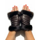 Leather mittens of lamb and mink brown "AUDRA".