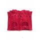 Leather mittens of lamb fuchsia "PILOTE".