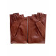 Leather mittens of lamb chocolate tan "PILOTE".