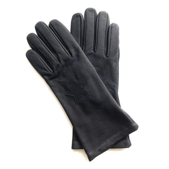 Gants en cuir de chèvre noir "STAR SCOOTER".