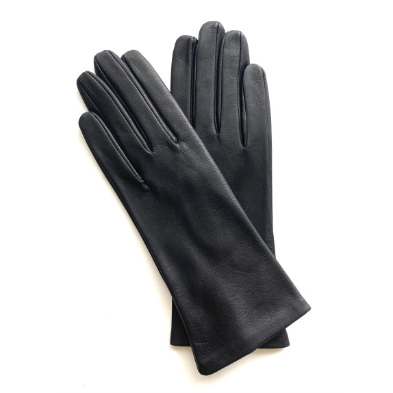 Gants en Cuir de Chèvre Resist Noir Scooter Doublés Soie.