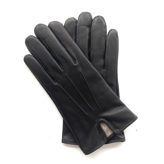 Leather gloves of lamb black " COWBOY".