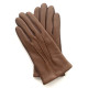 Leather gloves of deer and lamb tobacco and brown "JEAN MARIE".