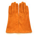 Leather gloves of goat-skin suede orange "COLINE BIS"