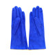 Gants en cuir chèvre velours bleu gitane "COLINE BIS".