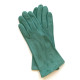 Gants en cuir chèvre velours vert émeraude "COLINE BIS".